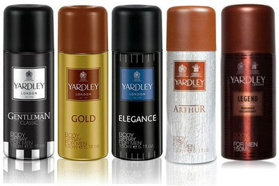 

Yardley London Gentleman & Gold & Elegance & Arthur & Legend Body Spray - For Men(750 ml, Pack of 5)