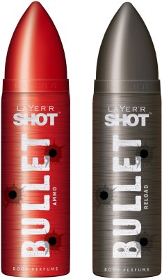 Flipkart - Layer’r Shot Bullet Ammo and Reload Deodorant Spray  –  For Men(240 ml, Pack of 2)