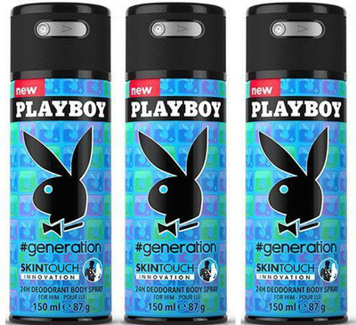 

Playboy Generation Set Of 3 Deodorant Spray - For Men(450 ml, Pack of 3)