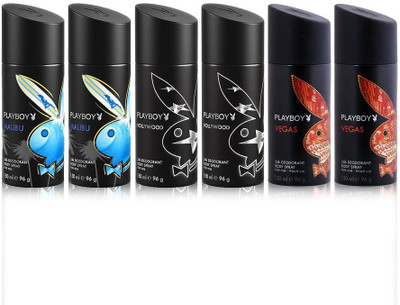 

Playboy Malibu Hollywood Vegas Body Spray - For Men(900 ml, Pack of 6)