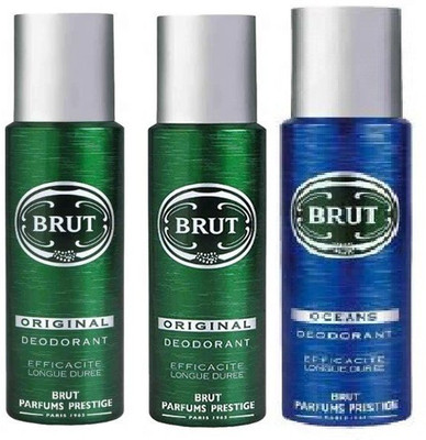 

Brut 2 Original & 1 Ocean Body Spray - For Men(600 ml, Pack of 3)