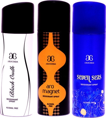 

Arochem Combo Black Oudh Magnet Fashion Deodorant Spray - For Men & Women(600 ml, Pack of 3)