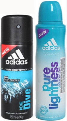 25 OFF on ADIDAS Ice Dive and Pure Lightness Deodorant Spray