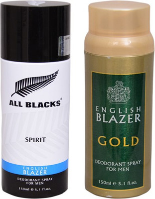 

English Blazer 1 ALL BLACKS::1 GOLD Deodorant Spray - For Men(200 g, Pack of 2)