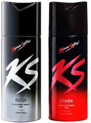 

KamaSutra Spark with Rush Deodorants Deodorant Spray - For Men(300 ml, Pack of 2)