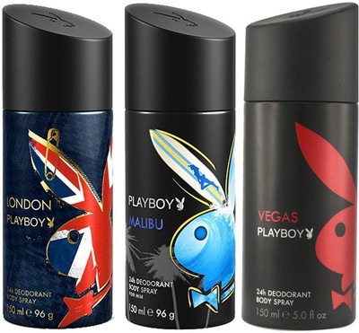 

Playboy London, vegas, malibu Body Spray - For Men(450 ml, Pack of 3)