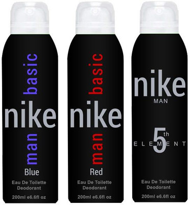 

Nike Basic Red 5th Element Basic Blue Body Spray - For Men(600 ml, Pack of 3)