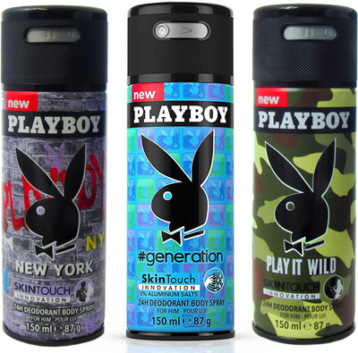

Playboy it Wild +Genration + Newyork Deodorant Spray - For Men(450 ml, Pack of 3)