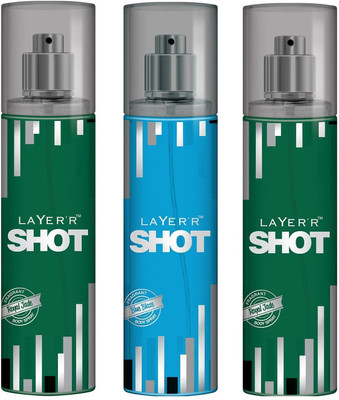 

Layer'r Shot Blue Blaze,Royal Jade Body Spray - For Men(135 ml, Pack of 3)