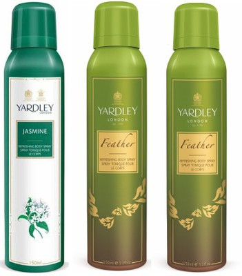 

Yardley London Jasmine & Feather Body Spray - For Women(450 ml, Pack of 3)