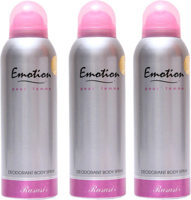 

Rasasi emotion Deodorant Spray - For Women(300 ml, Pack of 3)