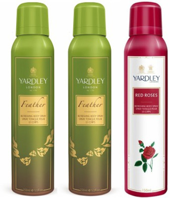 

Yardley London Feather & Red Rose Body Spray - For Women(450 ml, Pack of 3)