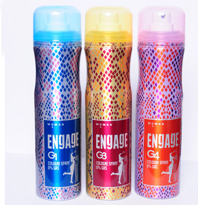 

Engage G1,G3,G4 COLOGNE 0% GAS Deodorant Spray - For Women(450 ml, Pack of 3)