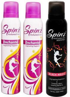 Spinz Enchante and Blackmagic Body Spray - For Women(450 ml, Pack of 3)