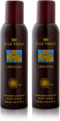 Royal Mirage 2 Original Deodorant Spray - For Men & Women(400 ml, Pack of 2)