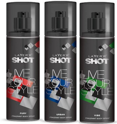 

Layer'r Shot Fury_Vibe_Urban Deodorant Spray - For Men(135 ml, Pack of 3)