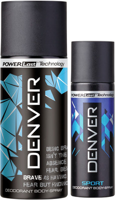 

Denver Deo Brave 150 Ml & Sports Nano 50 ml Deodorant Spray - For Men(200 ml, Pack of 2)