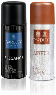 

Yardley London Elegance & Arthur Body Spray - For Men(300 ml, Pack of 2)