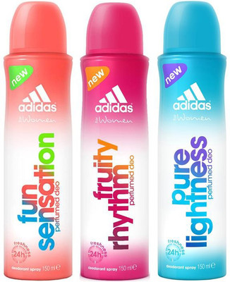 

ADIDAS Fruity Rhythm, Pure Lightness , Fun Sensation Deodorant Spray - For Women(150 ml, Pack of 3)