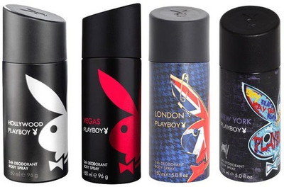 

Playboy Combo set 4 Deodorant Spray - For Men(600 ml, Pack of 4)