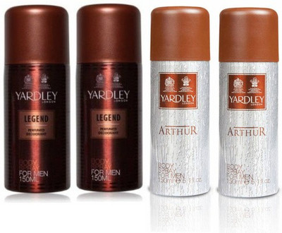 

Yardley London Legend & Arthur Body Spray - For Men(600 ml, Pack of 4)