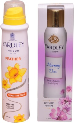 

Yardley London FEATHER::MORNING DEW Perfume Body Spray - For Women(270 ml, Pack of 2)