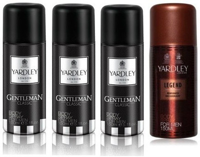 

Yardley London Gentleman & Legend Body Spray - For Men(600 ml, Pack of 4)