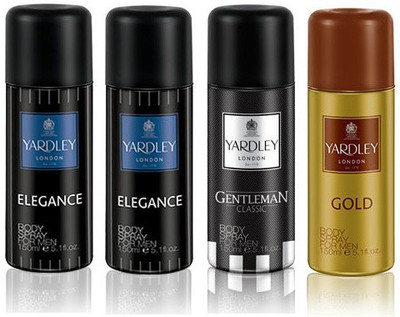 

Yardley London Elegance & Gentleman & Gold Body Spray - For Men(600 ml, Pack of 4)