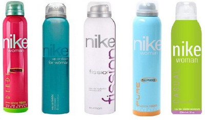 

Nike Trendy, Pure, Casual, Fission, Up or Down, Body Spray - For Women(1000 ml, Pack of 5)