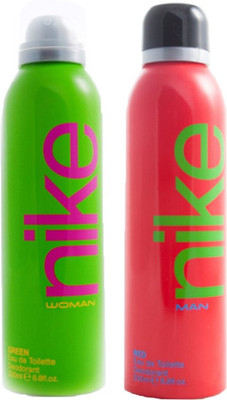 

Nike Red, Green Deodorant Spray - For Men & Women(400 ml, Pack of 2)