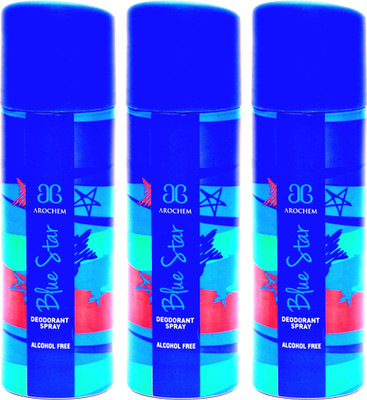

Arochem 3 x Blue Star Deodorant Spray - For Men & Women(600 ml, Pack of 3)