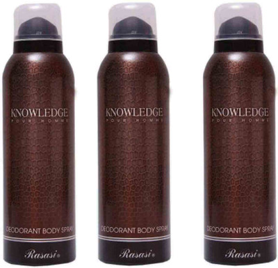 

Rasasi Knowledge Spray Pour Homme Deo Set 3-GV Body Mist - For Men(200 ml, Pack of 3)