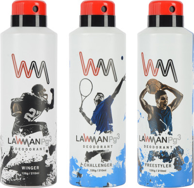 

LAWMAN PG3 Winger, Challenger Freestyler Deodorant Spray - For Men(210 ml, Pack of 3)