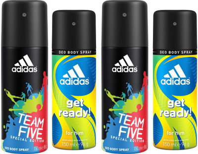 

ADIDAS Team Five & Get Ready Deodorant Spray - For Men(150 ml, Pack of 4)