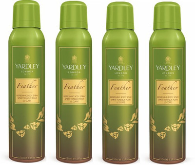 

Yardley London Feather Body Spray - For Women(600 ml, Pack of 4)