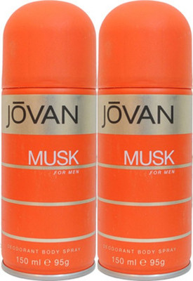 Jovan Musk Deodorant Spray (Pack of 2) Body Mist - For Men(300 ml, Pack of 2) available at flipkart for Rs.380