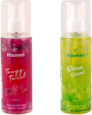 Foxmen Green Grand-Tangy Twist Perfume Body Spray - For Women(200 ml, Pack of 2)