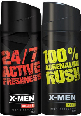 

X-Men 24/7 Active Freshness & 100% Adrenaline Rush Deodorant Spray - For Men(200 g, Pack of 2)