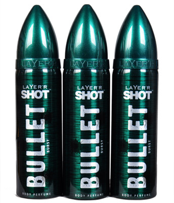 

LAYERR SHOT BULLET BRUST Perfume Body Spray - For Men & Women(360 ml, Pack of 3)