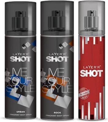

Layer'r Shot Urban, Rock, Red Stalian Fragrance Body Spray Deodorant Spray - For Men(135 ml, Pack of 3)