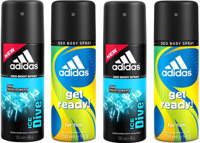 

ADIDAS Ice Dive & Get Ready Deodorant Spray - For Men(150 ml, Pack of 4)
