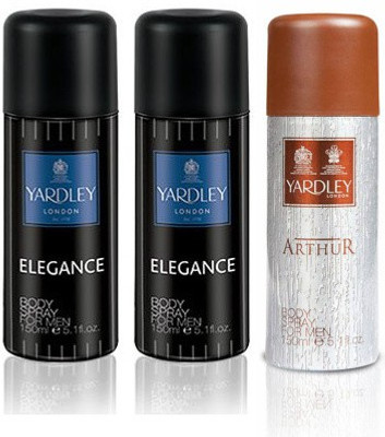 

Yardley London Elegance & Arthur Body Spray - For Men(450 ml, Pack of 3)