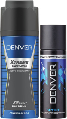 

Denver Deo Extreme Endurance 150 Ml & Sports Nano 50 ml Deodorant Spray - For Men(200 ml, Pack of 2)