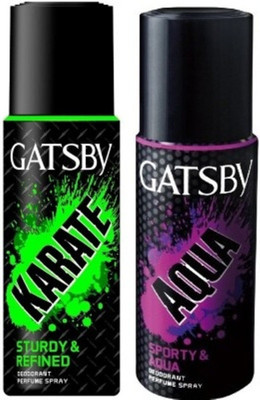 

Gatsby Karate And Aqua Deodorants Body Spray - For Men(150 ml, Pack of 2)