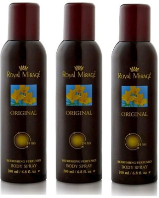 

Royal Mirage original Deodorant Spray - For Men & Women(150 ml, Pack of 3)