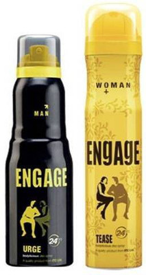 

Engage Urge & Tease Combo Deodorant Spray - For Men & Women(150 ml, Pack of 2)
