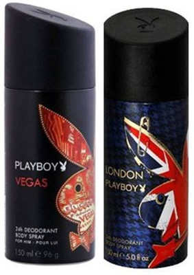 

Playboy London And Vegas Deodorant Spray - For Men(150 ml, Pack of 2)