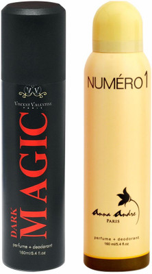 

Anna Andre Paris Dark Magic & Numero 1 Body Spray - For Men & Women(160 ml, Pack of 2)