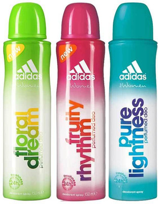 

ADIDAS Floral Dream Fruity Rhythm Pure Lightness Body Spray - For Women(450 ml, Pack of 3)