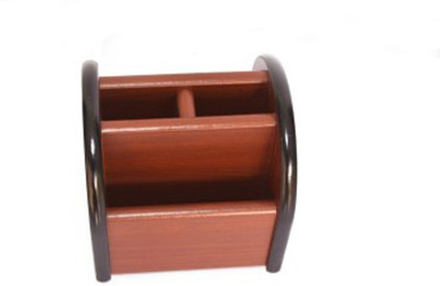 

Craftatoz 3 Compartments wood pen stand(Brown)